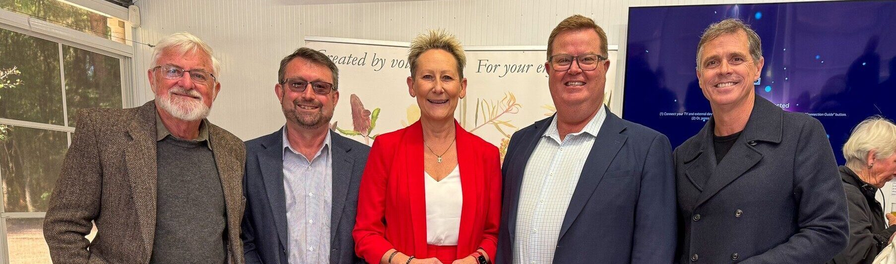 Hunter Region Botanic Gardens Chairman Ken Page, Hunter JO Executive Officer Steve Wilson, Port Stephen's Council Mayor Leah Anderson, Maitland City Council Mayor Philip Penfold and City of Newcastle Lord Mayor Gavin Morris.
