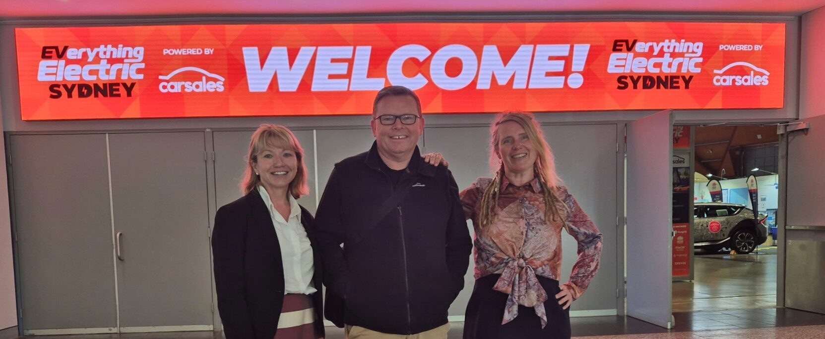Janine Chandler, Tim Askew and Heather Stevens at Everything Electric Sydney.